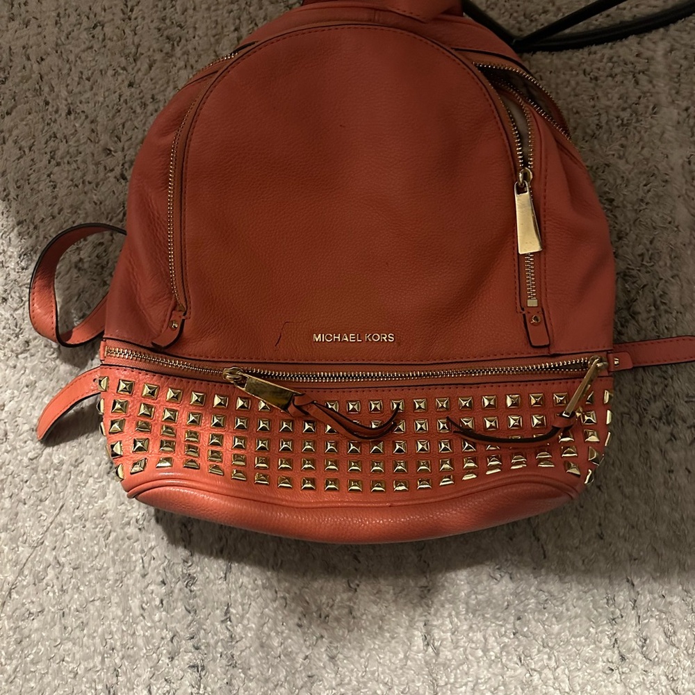 Michael Kors Orange Studded Backpack